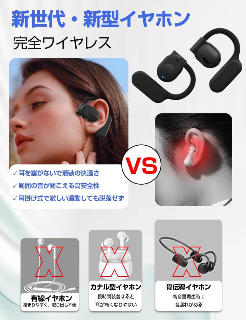 OWS Air Conduction Fully Open Design for Conduction Bluetooth Sound Noise Comfortable Clear Automatic Web Outdoor Japanese Voice Fast Compatible with