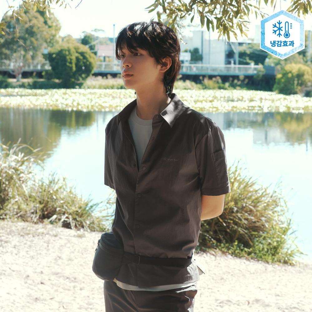 [Snowpeak] Route Short Sleeve Shirt Chocolate Khaki (S26MMRSH62)