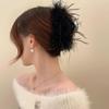 Korean feather grab clip hairpin ostrich hair hairpin back head plush shark clip hairpin