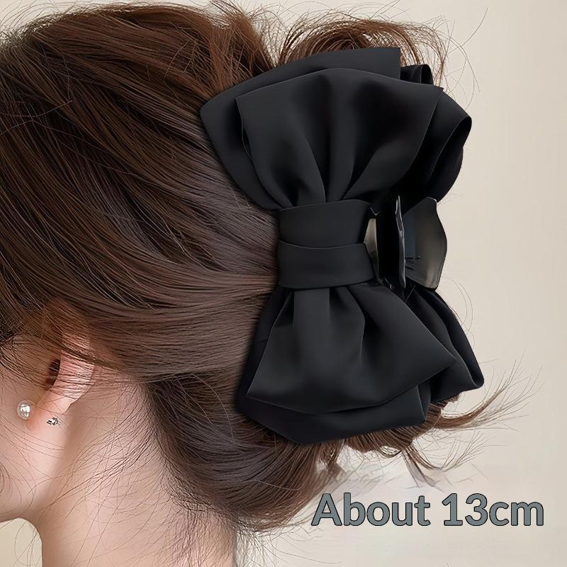 French Style Black Bow Claw Hair Clip for Stylish 1PC Hepburn Elegance Accessory 2