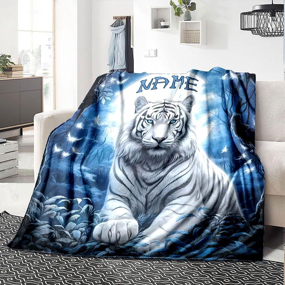 White Tiger Forest Moonlight Home Custom Blanket Soft Comfortable And Light Suitable For Picnics Sofa Rest And Also An Ideal Gift For Friends And