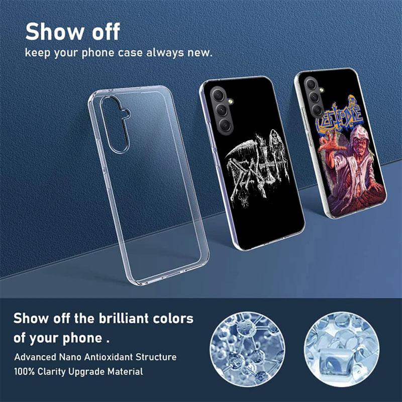 Metal Band D-Death Phone Case for Samsung A16 A26 A36 A56 A17 A37 A57 A07 A06 A02S A03 A04S A05S Galaxy Note 20 10 A50S A71 A51
