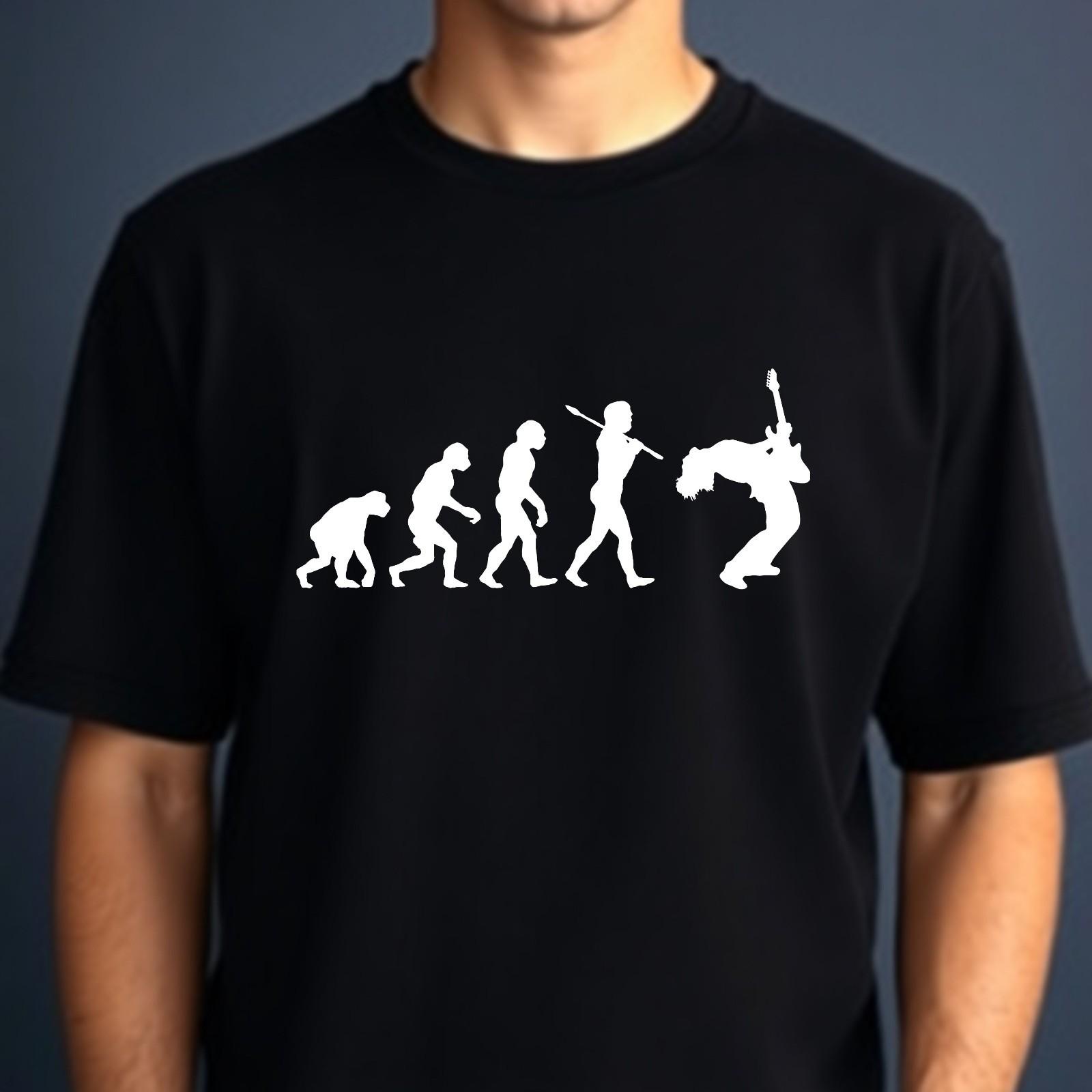 Evolution Of Guitarist T-shirt Music Lovers Studio Casual Top Gift Unisex Tee M