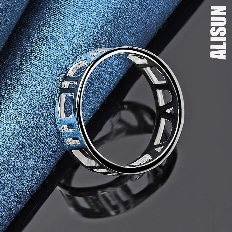 Bague en argent sterling 925 avec chiffres romains creux, bijou de mariage tendance