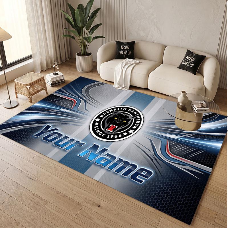 Custom Rug Penrith Panthers Pattern Print Name Text Soft Non‑Slip Floor Carpet for Home Indoor Decoration