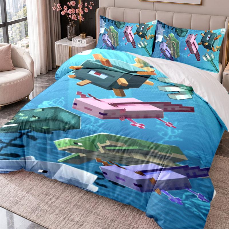 minecraft 3Pcs Bedding Set Duvet Cover With Two Pillowcases For Bedroom Home Decoration