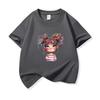 Kids Cotton T Shirt Bright Rainbow Hair Girl Watercolor Print Crew Neck Short Sleeve Tee Casual Boys Girls Summer Tops