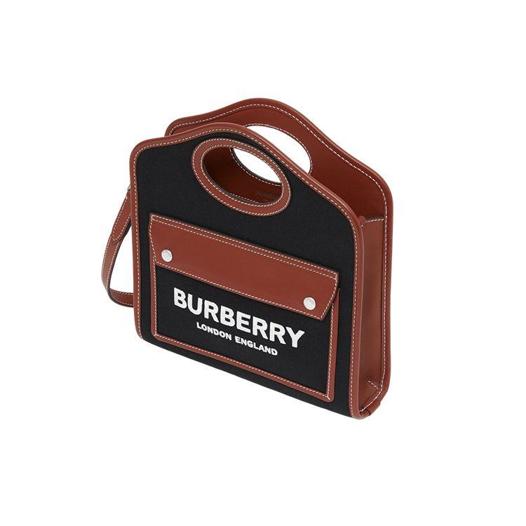 Burberry Pocket Bag With Detachable Adjustable Shoulder Strap Cotton And Leather Tote Shopping Handbag Women Tote 80557461