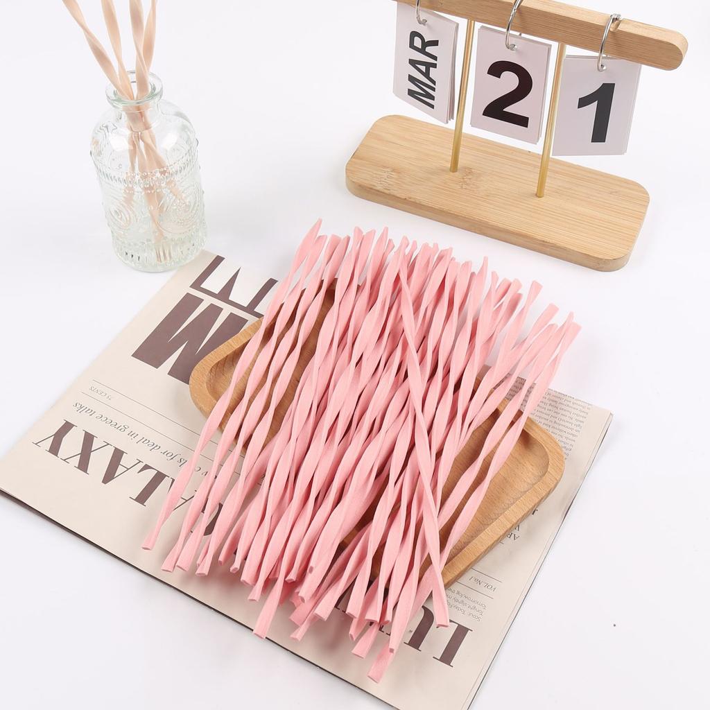 10pcs L30cm Pink/Wood Color Reed Diffuser Sticks Twist Fiber Reed Diffuser Sticks Fragrance for Bedroom Office Bathroom Home