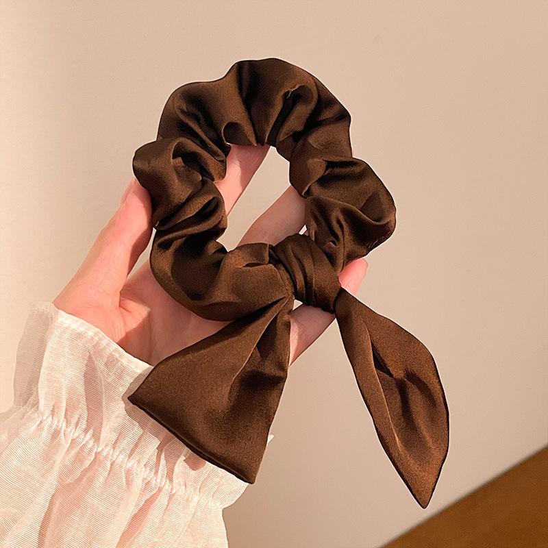 French Simple Satin Large Intestine Hair Band Hepburn Style Fashion Ponytail Headband Korean Bow Headgear малиновый