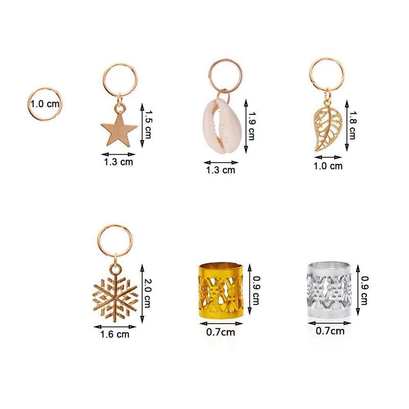 80Pcs Decorations Pendants Dreadlocks Beads Metal Cuffs Hair Rings Clips