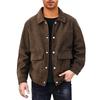 Corduroy Jacket Men Winter Button Down Shirt Jackets Long Sleeve Retro Outwear Casual Ribbed Work Coat With Pockets