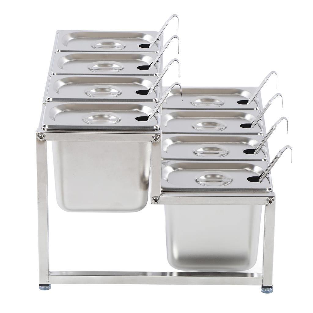 Telescopic Condiment Dispenser Dual Layers Stainless Steel Jam Pot Rack for Milk T Shop Household