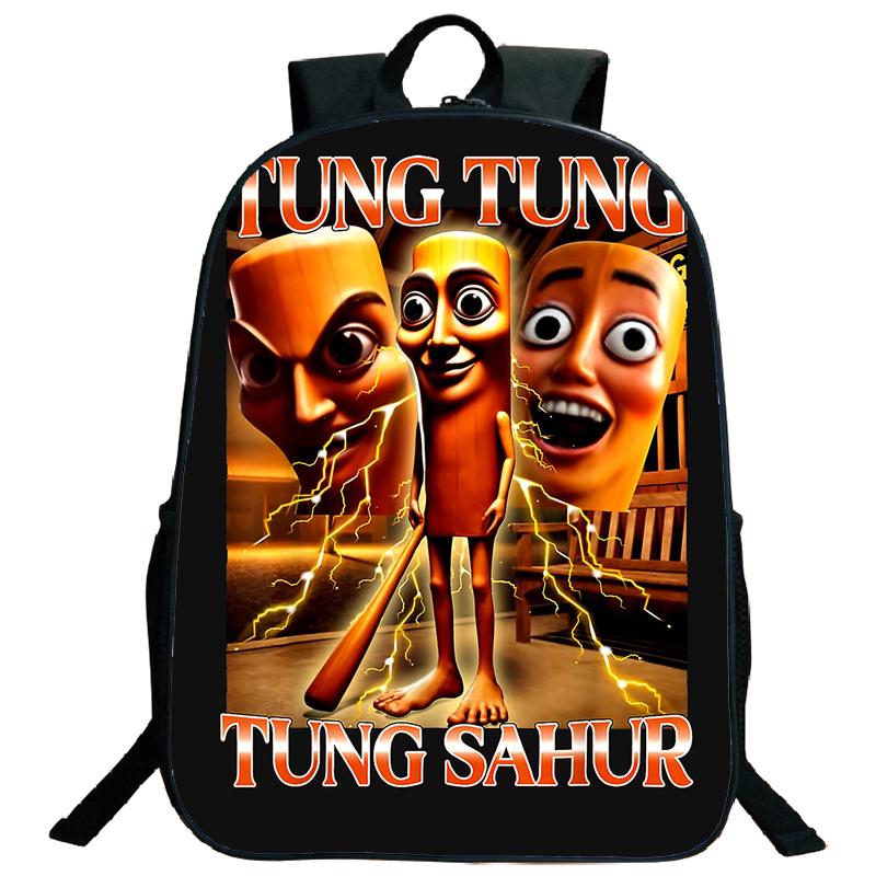 Tung Tung Tung Sahur Rucksack Italienischer Brainrot Cartoon Kinder Jungen Mädchen Studenten Schulrucksack Tralalero Tralala Teenager Umhängetasche