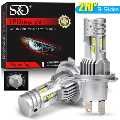2 Stück 3-seitige H4 LED-Scheinwerferlampen Canbus 9003 HB2 Fern- und Abblendlicht 20000LM Superhelle Autolichter CSP LED Motorrad-Scheinwerfer Auto Motorrad-Lampe