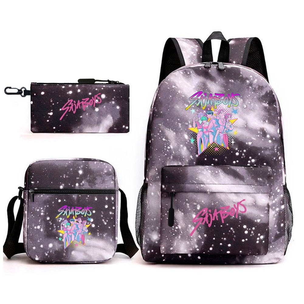 Demon Hunter Girl Group Backpack Kpop Backpack Digital Color Printing Boys And Girls School Bag Shoulder Bag Three-Piece Set