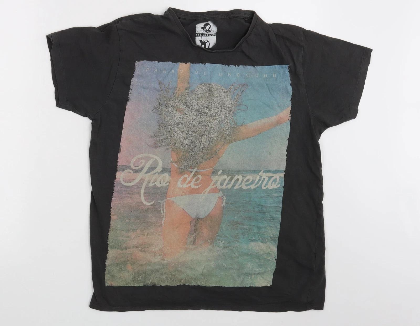 

Cedar Wood State Mens Black Cotton blend T-Shirt Size M - Rio De Janerio 4XL