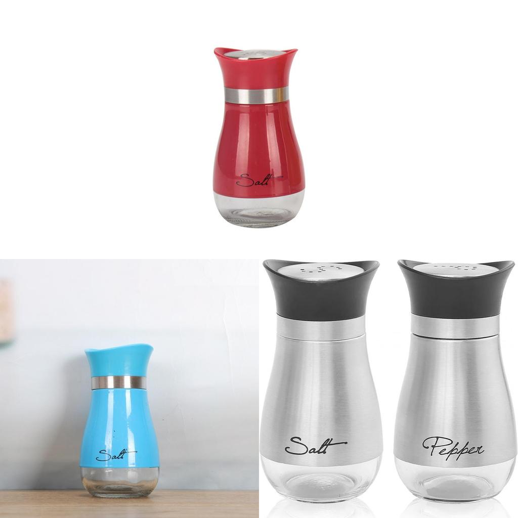 Stainless Steel Spice Jar Set With Adjustable Salt And Pepper Shakers For Kitchen Storage