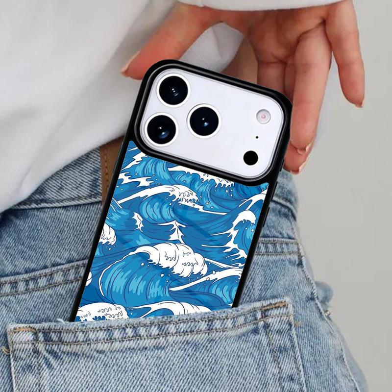 Japanese Wave Art Phone Case for iPhone 16e 15 14 13 12 17 Pro Max Plus Air 17pro Cover Coque