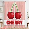 2pcs 2D Flat Printing Curtains Cute Cherries Red Fruit Polyester Without Electricity Holiday Decorations for Festive Portraits