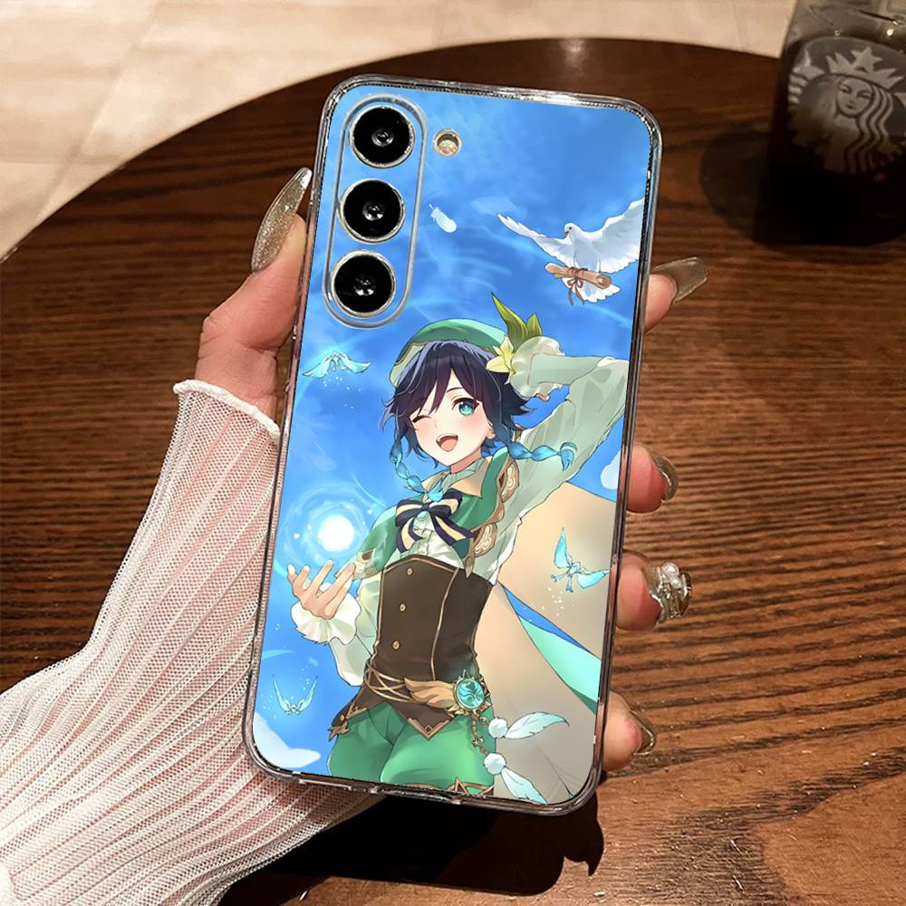 G-Genshin Impact Venti Barbatos Phone Case For Samsung S30,23,21,22,20, FE lite,S10,9,8,7 PIus Note20ultra Soft Transparent