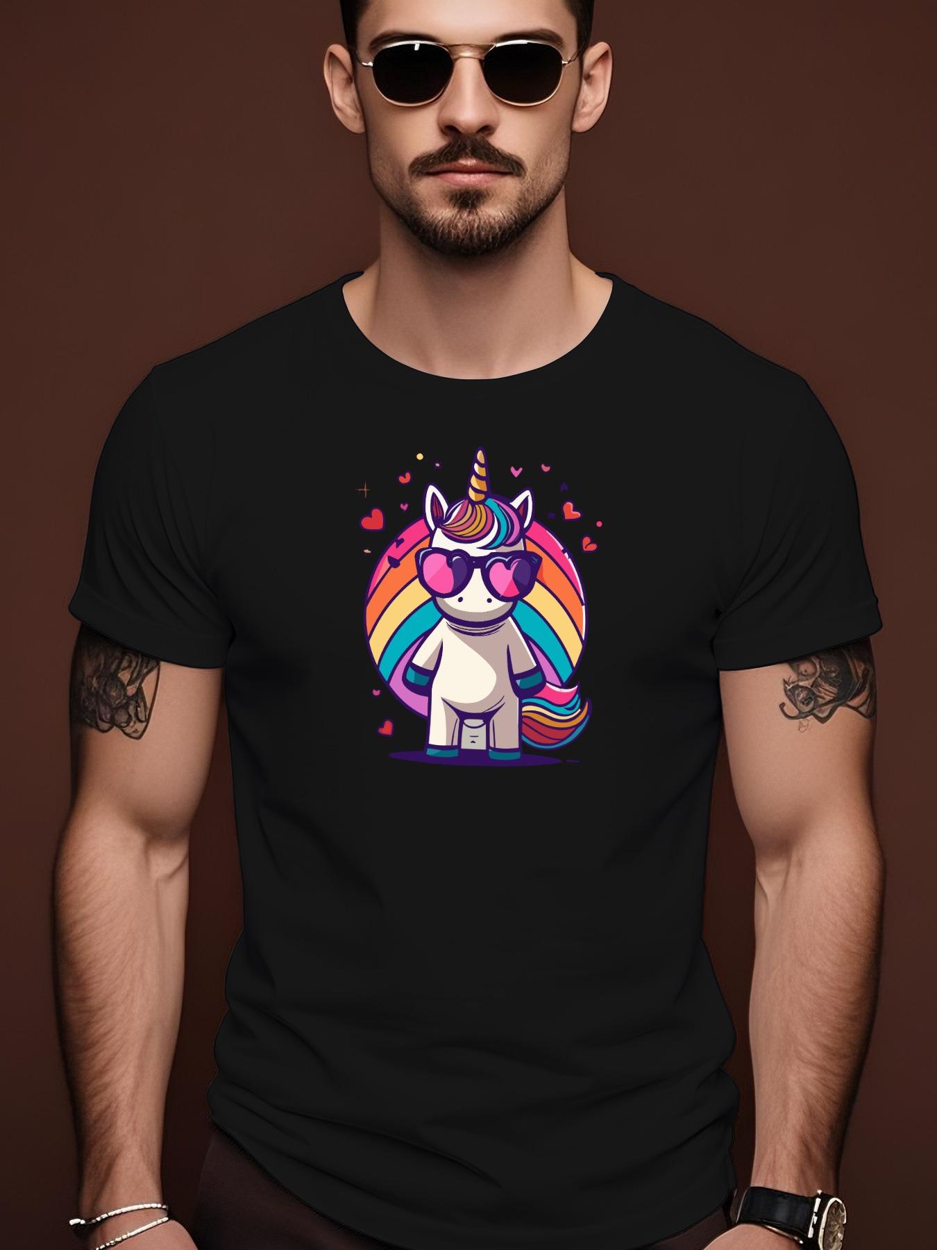 Whimsical Unicorn Rainbow Graphic Tshirt Graphic Short-Sl... XL