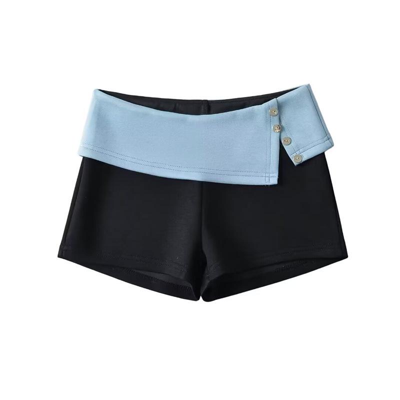 

Color Block Low-Waist Hot Pants - Slimming, Leg-Lengthening Summer Shorts for Women Large чёрный