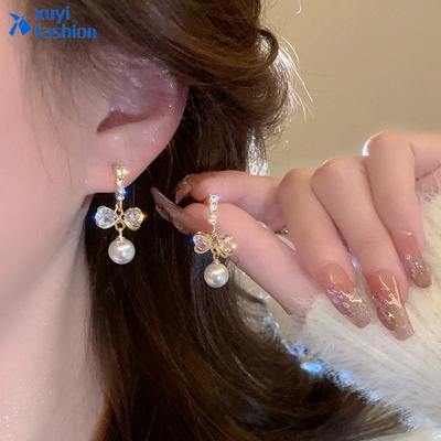 Pendientes De Gota De Diamante Para Las Mujeres Elegantes Perlas Accesorios Hipoalergénicos Joyería