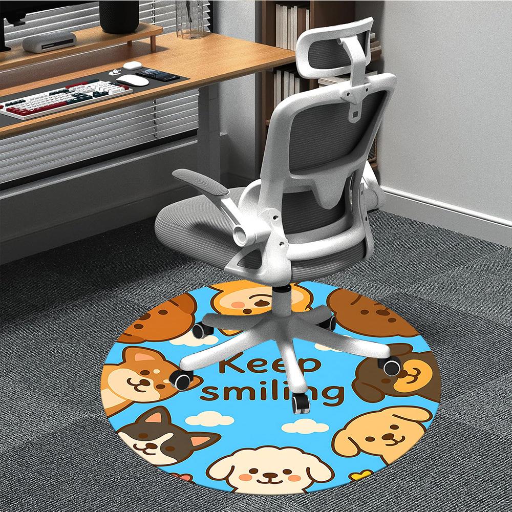 1pc Puppy Smile Office Round Area Rug,  Mat Suitable ForOffice, Under Office Chairs Bedroom Living Room Home Decor, Room Deco