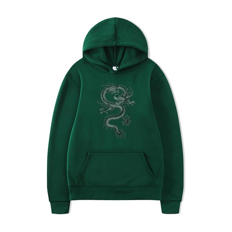 Autumn and Winter Dragon Print Men's Hoodie Vintage Unisex Pullover Men Vintage Graphic Hoody Tops Oversize Streetwear Clothing