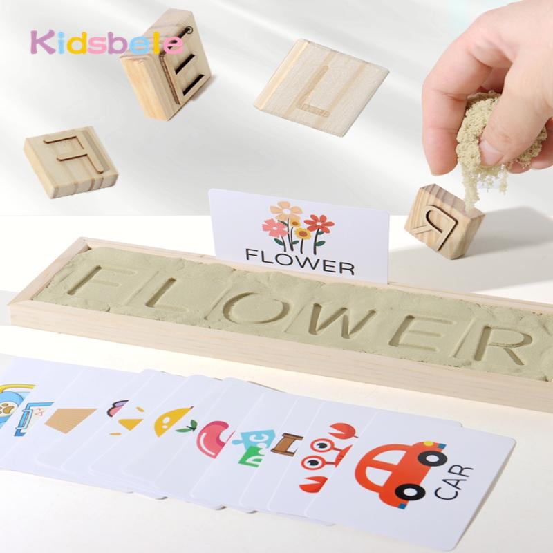 Montessori Imprinting Sand Toy Wooden Alphabet Number Mold Set For Stem Learning Fine Motor Skills Educational Gift For Toddlers