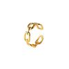 18K Gold-Plated Stainless Steel Square Buckle Chain Ring for Women
