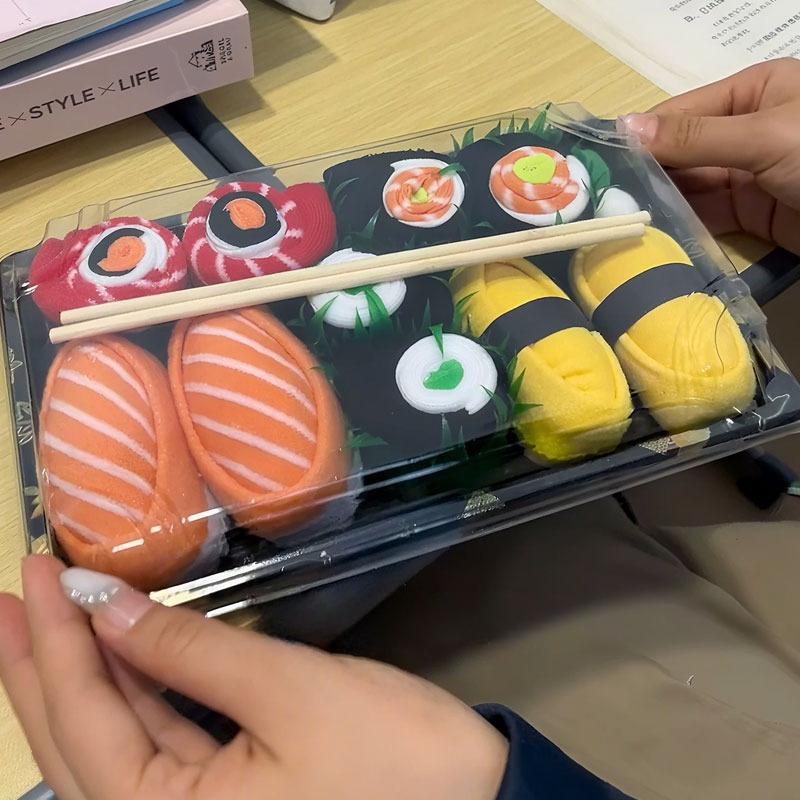 2026 New Japanese Creative Salmon Sushi Socks Three Pairs Per Box Cotton Sock Funny and Unique Style Pure Cotton Socks