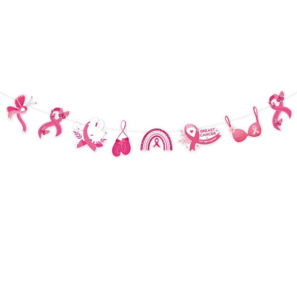 Paper Breast Cancer Backdrop Banner Single Side Breast Cancer Awareness Flag  Charity Activities