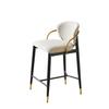 2-Piece Set Bar Stools in Light Brown Chenille, Height-Adjustable, Black-Gold Tall Chairs with Backrest & Leg Rest, Suitable for Kitchen Island & Bar