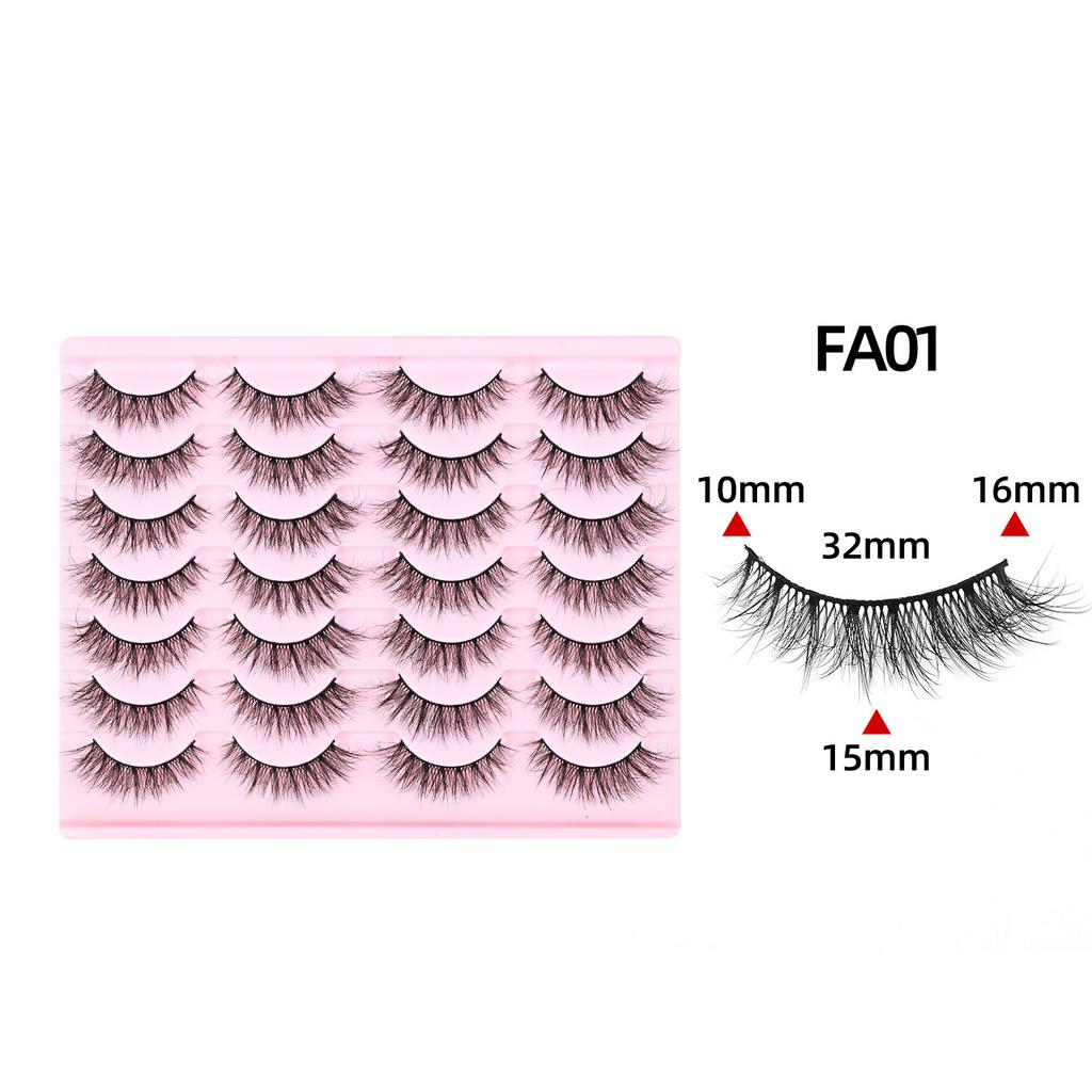 Cross-border European and American Style Flared Lashes, 14 Pairs of Thick, Curled, Naturally Three-dimensional One-piece Lashes