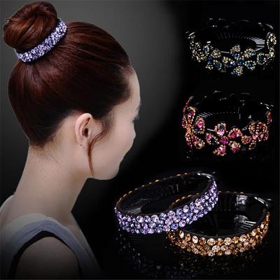 Expanding Bun Maker Flowers Hair Clips Rhinestone Hairpins Crystal Hair Claw Bird Nest Twist Clip