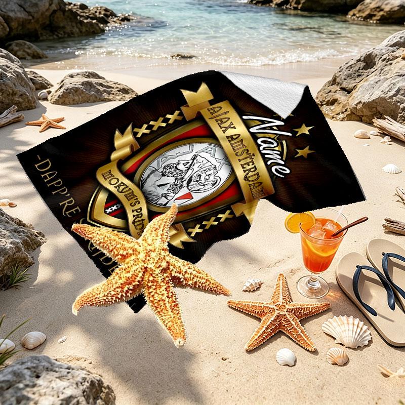 Custom Name Personalized Ajax Print Beach Towel, for Trip Camping Beach Party Home Decor, Birthday Gift for Family & Friends