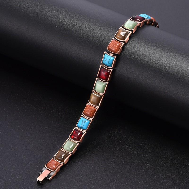 Adjustable Magnetic Turquoise Nail Design Alloy Bracelet Women Fashion OL Style Geometric Ring Shape Jewelry
