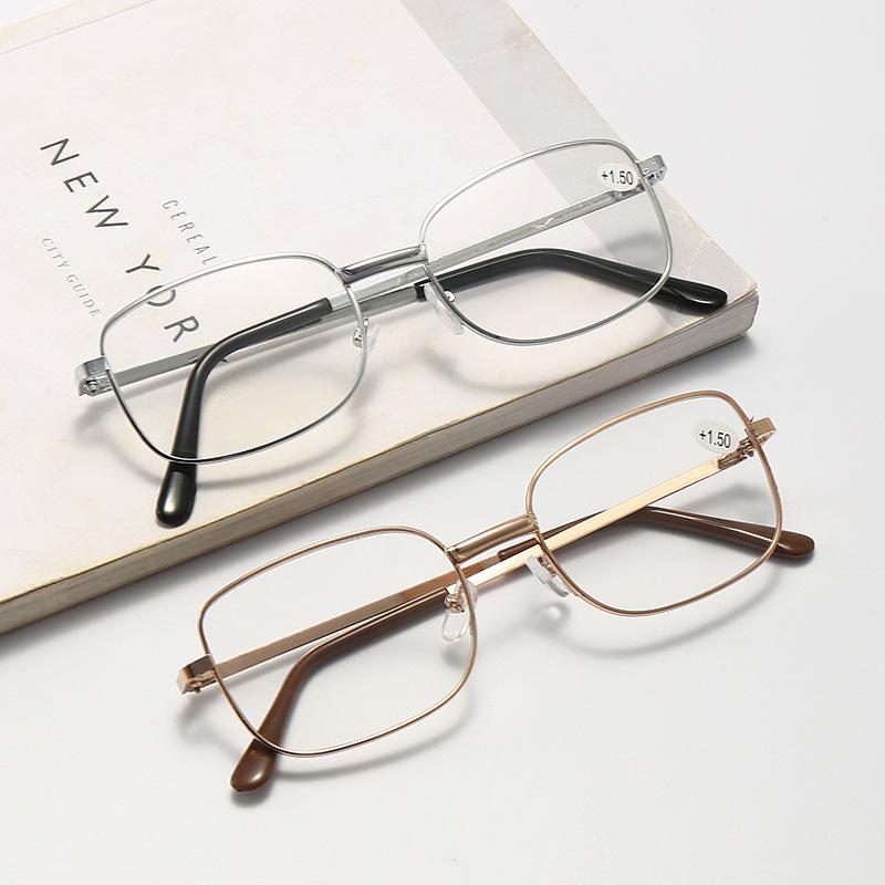 Ultra Light Gold Wire Square Resin Reading Glasses Anti Blue Light Presbyopia Glasses Fashionable Business