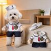 Sjovt Halloween Hundekostume Stand-Up Mørkeblå Stil Rygløst Outfit Små Til Store Hunde Bomuld Afslappet Tøj