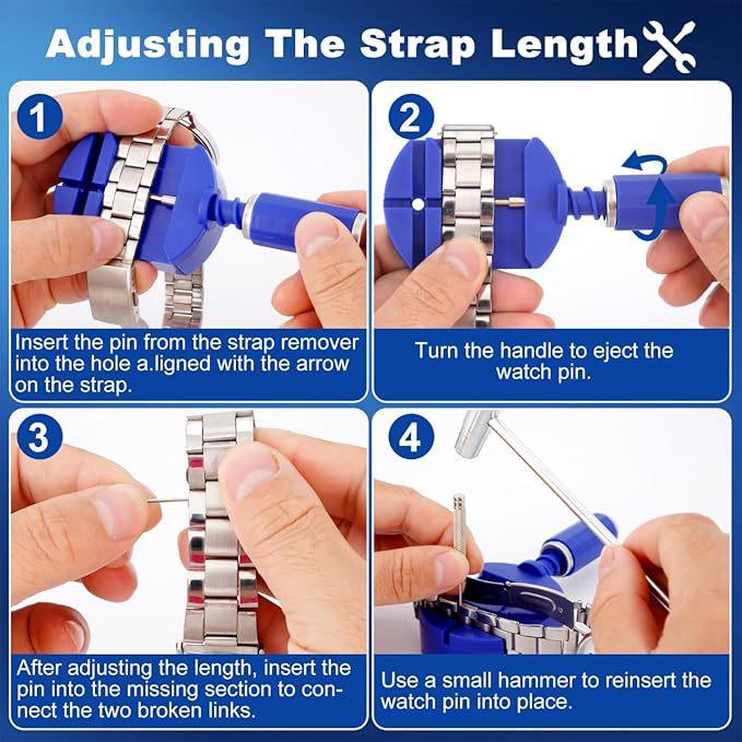 Watch Repair and Adjustment Tool Set: Includes Disassembly Tools, Large Flathead Screwdriver, and Band Removal Tools.