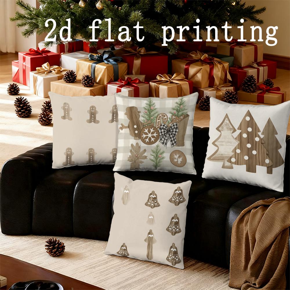 Home Decor Christmas Tree Pattern Pillowcase Suitable For Sofa Bedroom Car Pillow Cover Cushion Rectangular Back Cushion