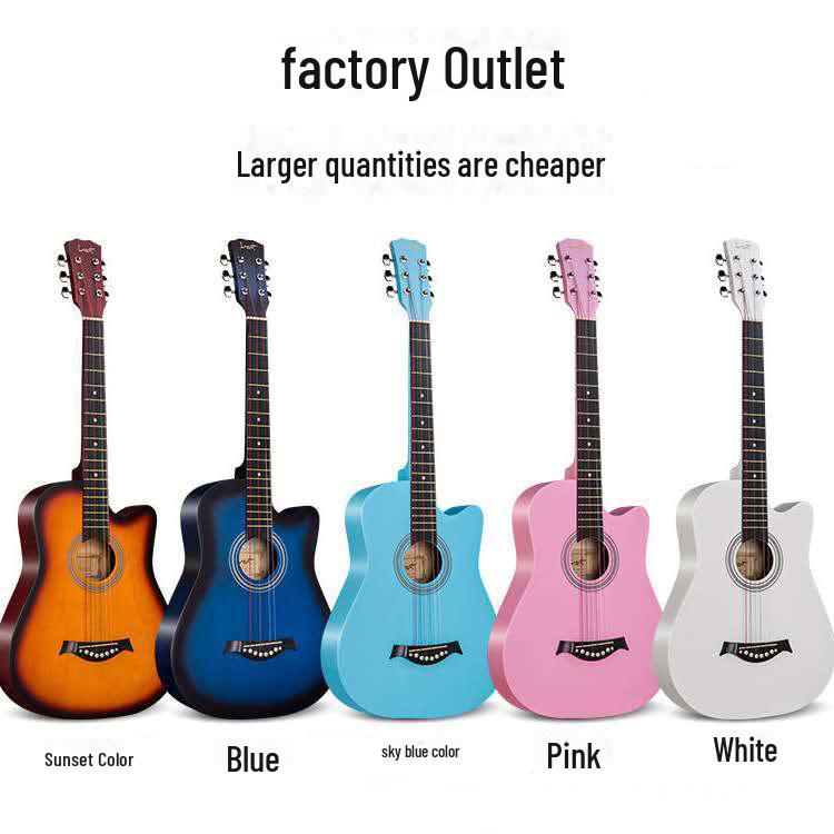 38-Inch Wooden Guitar for Beginners: Folk Practice Instrument for Adults and Students