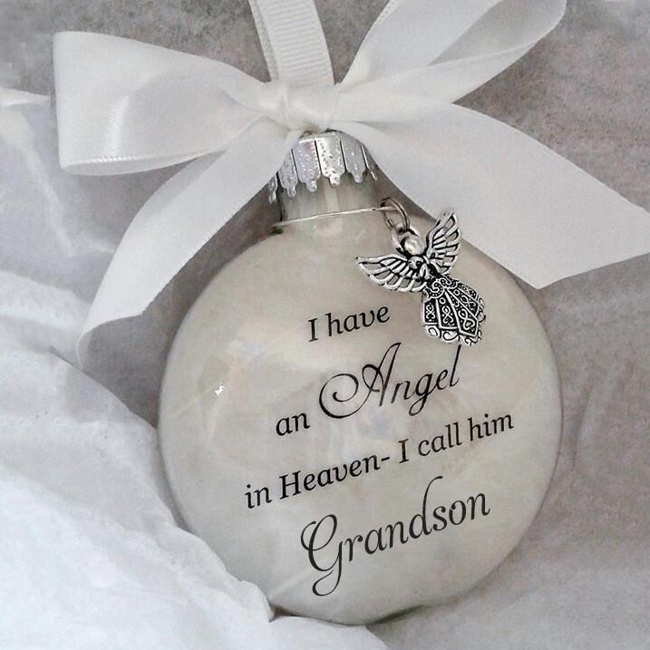 Granddaughter Angel In Heaven 8cm Plastic Ball Feather Material Christmas Ornament