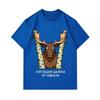 Men's 100% Cotton Crew Neck Short Sleeve T-Shirt, Funny Cartoon Moose Birch Tree Far From Ideal Situation Graphic Casual Comfortable Daily Tee for Out