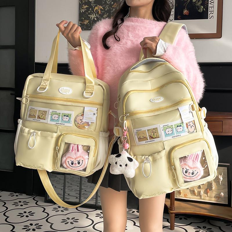 Winter New Transparent High-Value Ins Large Capacity Middle and High School Student Double Shoulder Single Shoulder Two-Piece Backpack