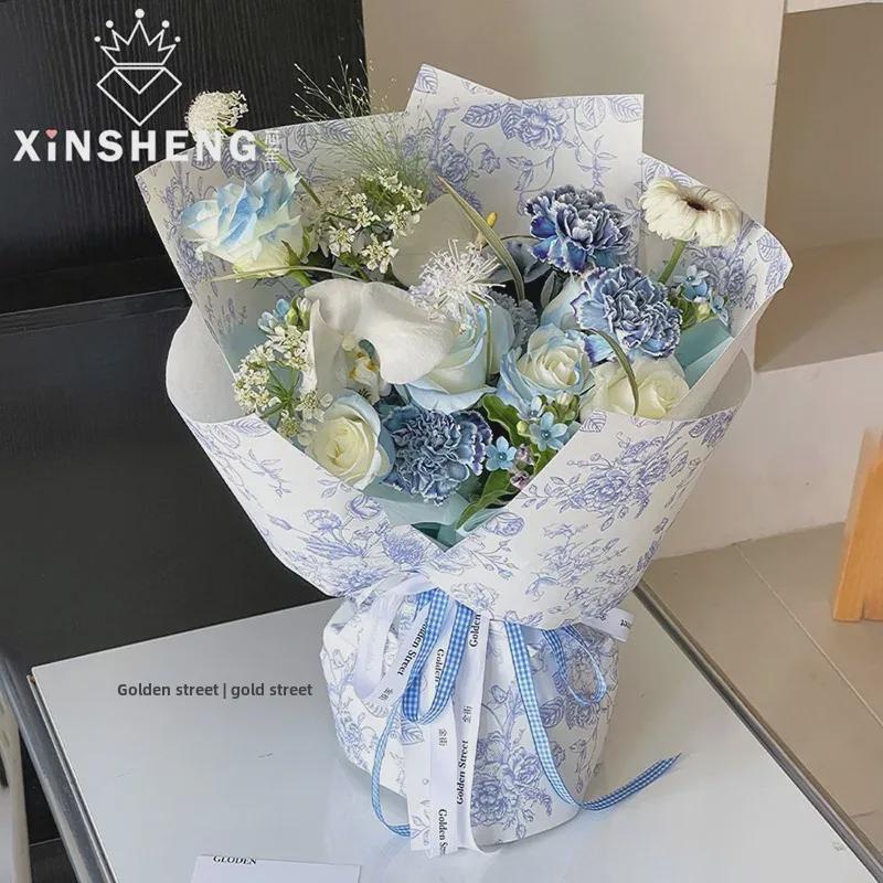 Xinrui Retro Floral Printed Waterproof Wrapping Paper for Flower Bouquets