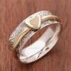 Hand Hammered Heart Pattern Minimalist Silvery Plated Ring Promise Narrow Band Ring For Women Banquet Wedding Jewelry