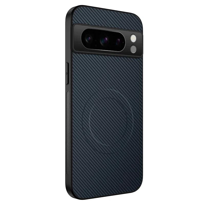 

Чехол для телефона с текстурой углеродного волокна для Google Pixel 7 6 Pro 8A, магнитная беспроводная зарядка, противоударный силиконовый мягкий чехол на заднюю панель For Pixel 6